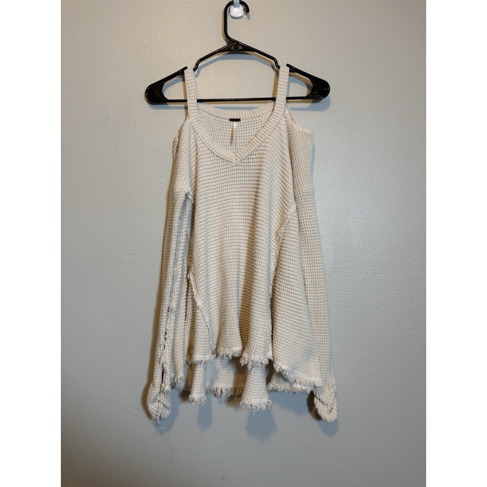 Free People Boho Oversized Waffle Knit Slouchy S Lagenlook Cozy Beach Coastal